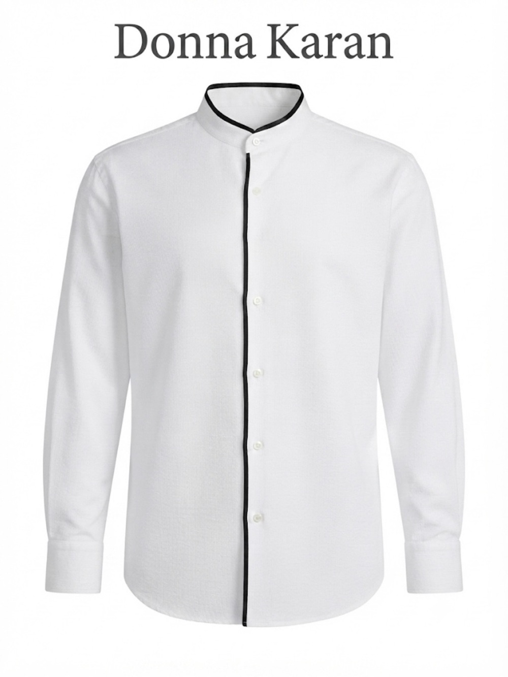 Donna Karan New York White Collar Shirt with Black Piping Size 16.5 36/37 0120